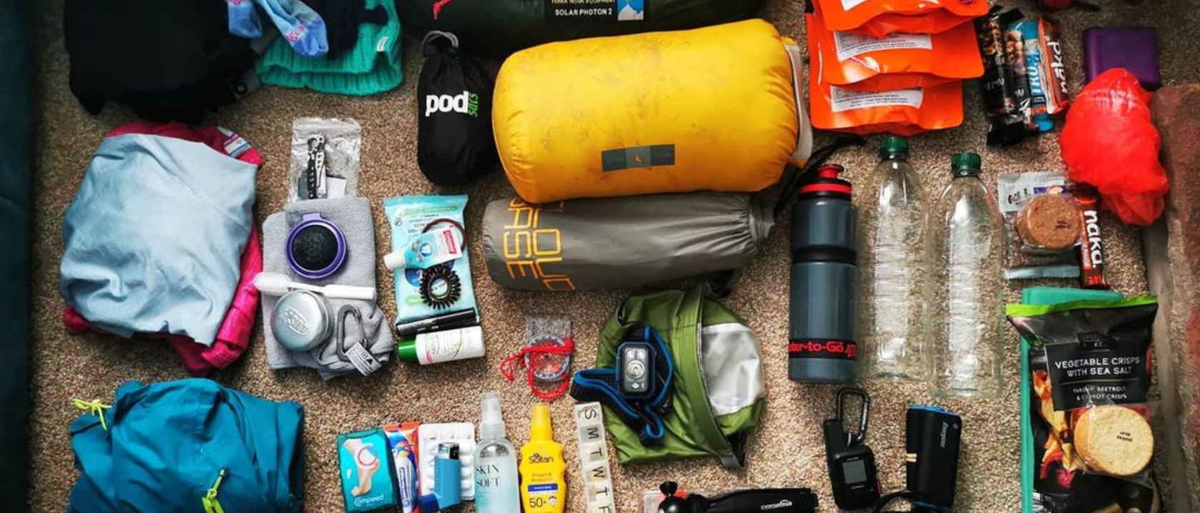 bug out bag and survival backpack contents including a water filter bottle