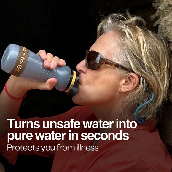 Small Water Purifier Bottle (18.5 fl oz/55cl) - Family Value Bundle (Black) filter water bottle - Water to Go