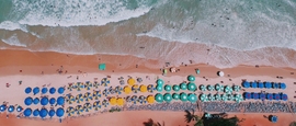 Shot taken with DJI Spark in a beautiful summer day in Ponta Negra Beach (Natal, Brazil). One of the most popular destinations in Brazil.