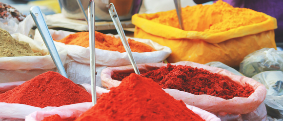 colorful spices in Mapusa, India