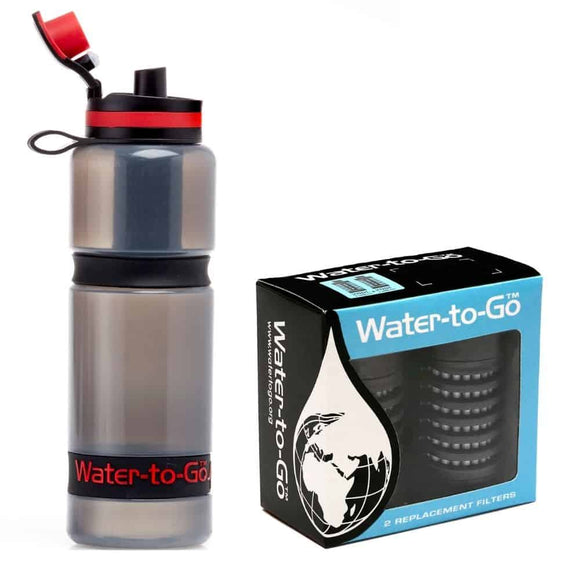 Water-to-Go Active bottle with extra twin pack of replacement filters