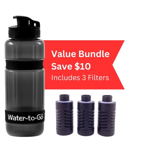 Water Bottle with Filter. Value Bundle. (20oz/60cl) - Water to Go