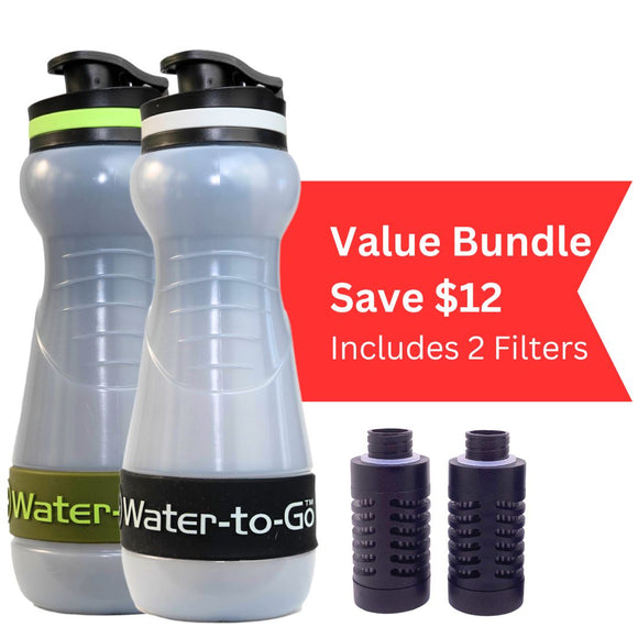 Water Bottle with Filter for Travel. Couples Value Bundle. - Water to Go