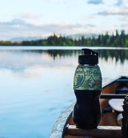 Water to Go Classic water filter bottle in canoe