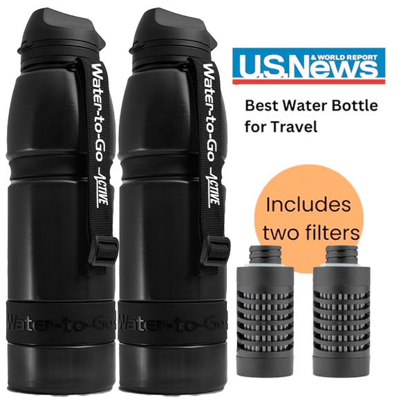 Extra Large Water Purifier Bottle 33.8 fl oz /1L - Couples filter water bottle - Water to Go