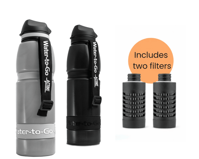 Extra Large Water Purifier Bottle 33.8 fl oz /1L- Couples filter water bottle - Water to Go