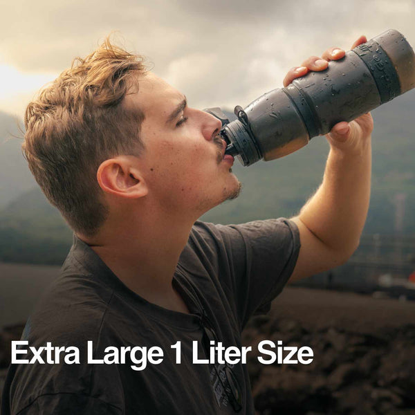 Extra Large Water Purifier Bottle 33.8 fl oz /1L - Couples filter water bottle - Water to Go
