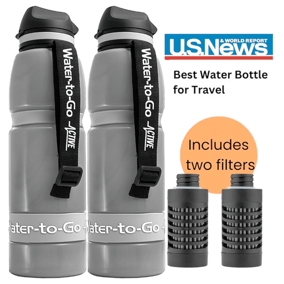 Extra Large Water Purifier Bottle 33.8 fl oz /1L - Couples filter water bottle - Water to Go