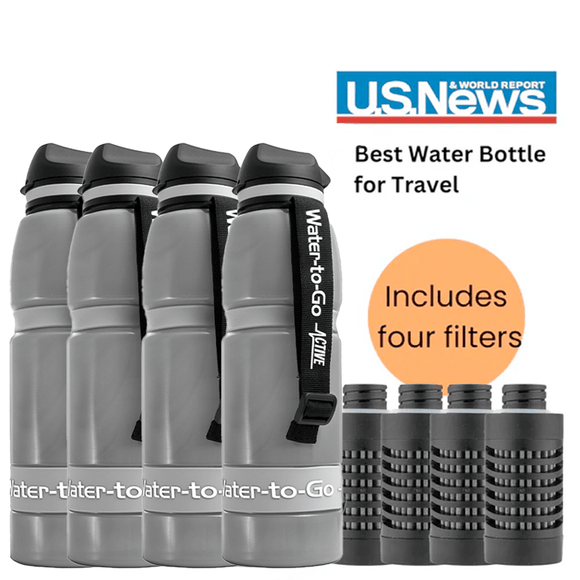 Extra Large Water Purifier Bottle 33.8 fl oz /1L - Family Bundle filter water bottle - Water to Go