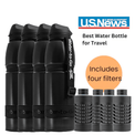 Extra Large Water Purifier Bottle 33.8 fl oz /1L - Family Bundle filter water bottle - Water to Go