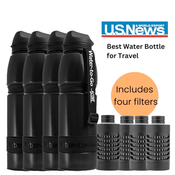 Extra Large Water Purifier Bottle 33.8 fl oz /1L - Family Bundle filter water bottle - Water to Go