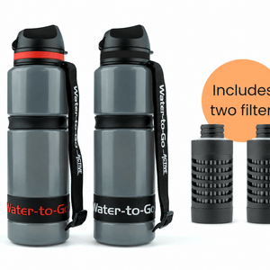 Large Water Purifier Bottle (26oz / 75cl) - Couples Value Bundle (Black) filter water bottle - Water to Go