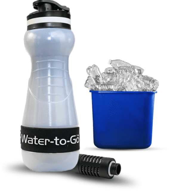 Water to Go bioplastic water filter bottle replaces 400 single use plastic bottles