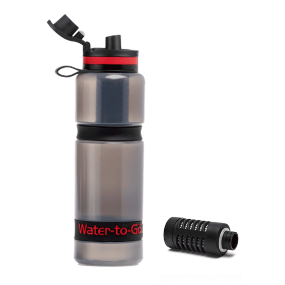 Active grey red water filter bottle